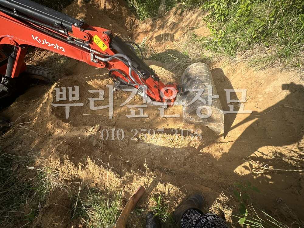 묘지이장 장비작업 작업 사진 · 뿌리깊은장묘