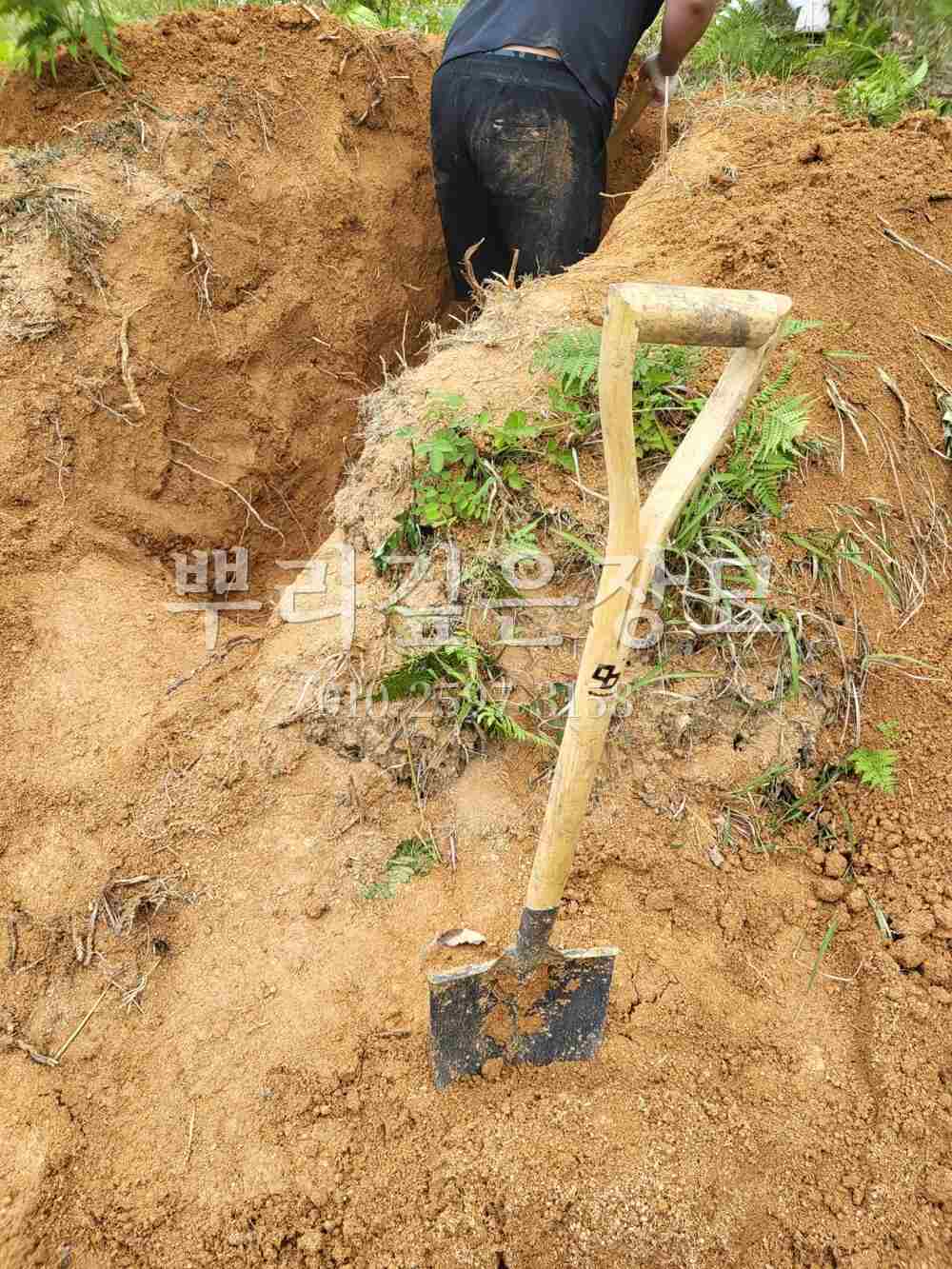 묘지이장 인력굴착 작업 사진 · 뿌리깊은장묘