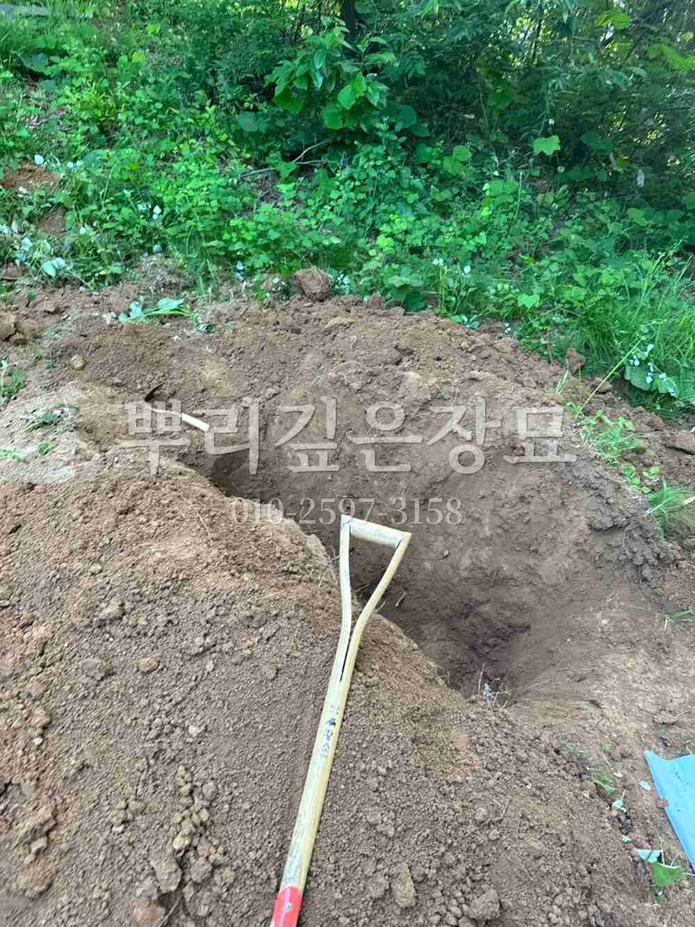 묘지이장 인력굴착 작업 사진 · 뿌리깊은장묘